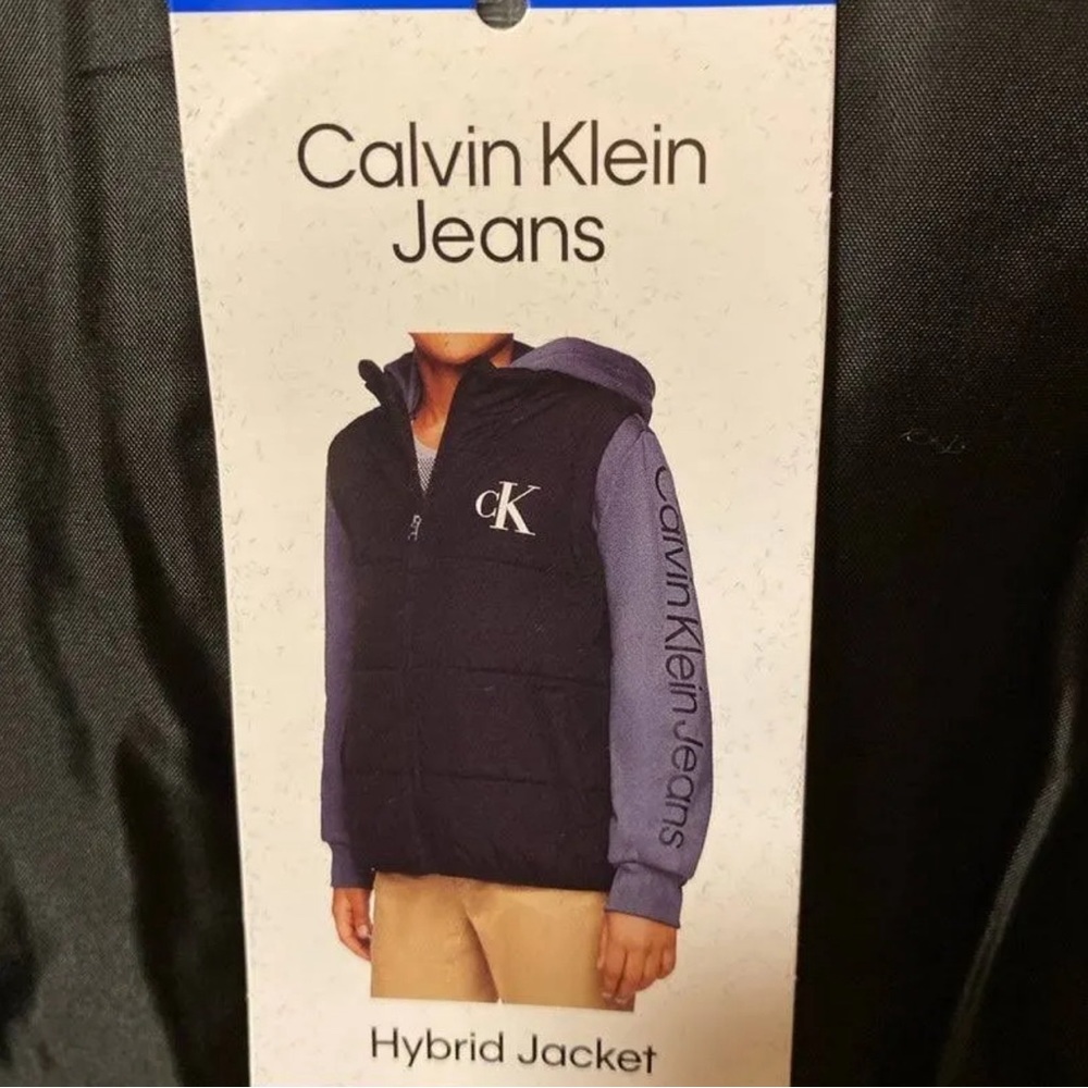 Calvin Klein Jeans - Youth Hybrid Jacket - Black /Grey Size L 14/16 - Picture 3 of 3